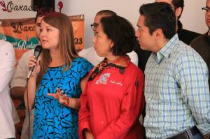 Chefs participantes de Oaxaca Sabe en rueda de prensa.